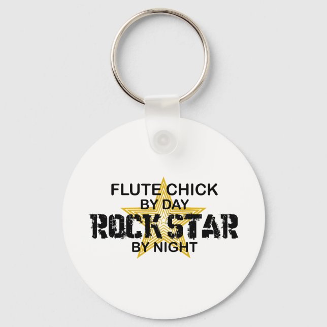 Flute Chick Rock Star by Night Key Ring (Front)