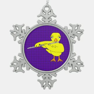 Flute Chick Snowflake Pewter Christmas Ornament