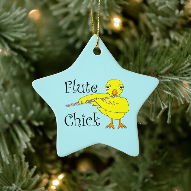 Flute Chick Text Ceramic Tree Decoration (Tree)
