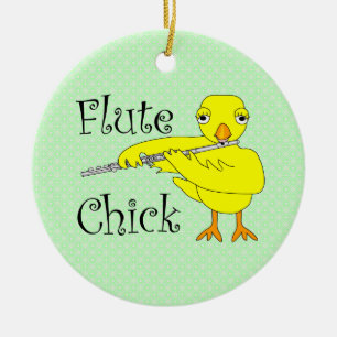 Flute Chick Text Ceramic Tree Decoration