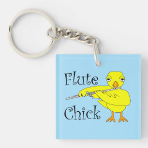 Flute Chick Text Key Ring
