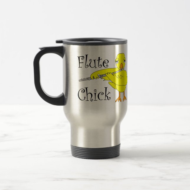 Flute Chick Text Travel Mug (Left)