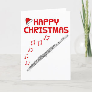 Flute Christmas Card Flutist Woodwind Musician