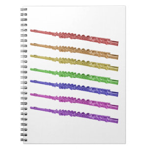 Flute Colourful Rainbow Notebook