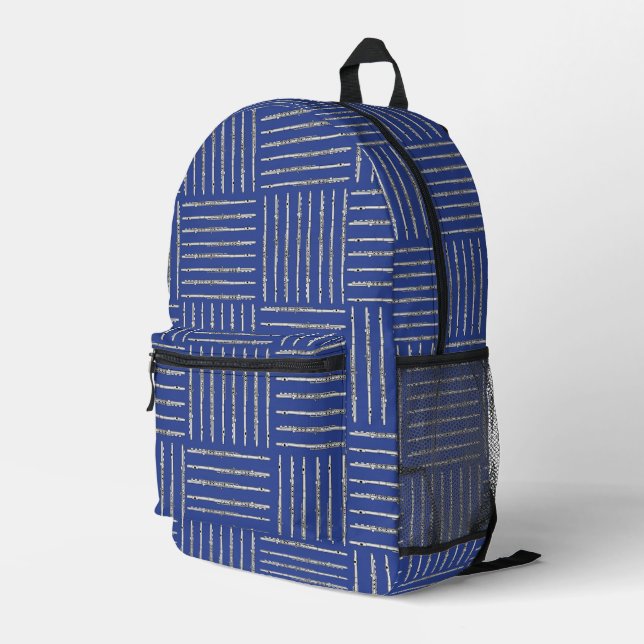 Flute Crosshatch Printed Backpack (Back Corner Right)