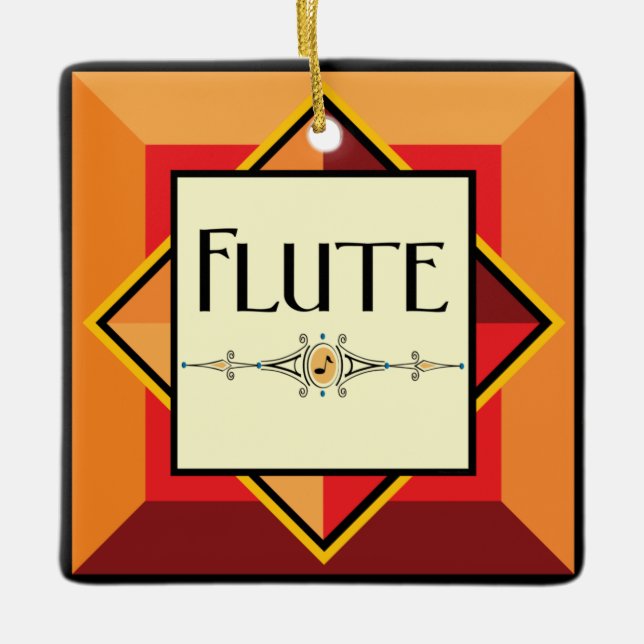 Flute Decorative Block Ceramic Ornament (Front)