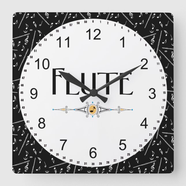 Flute Decorative Line Square Wall Clock (Front)