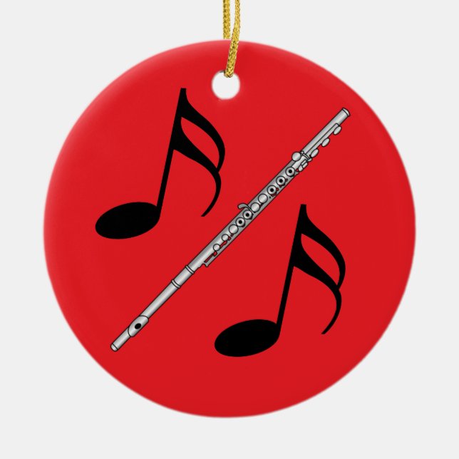 Flute Drawing Ceramic Tree Decoration (Front)