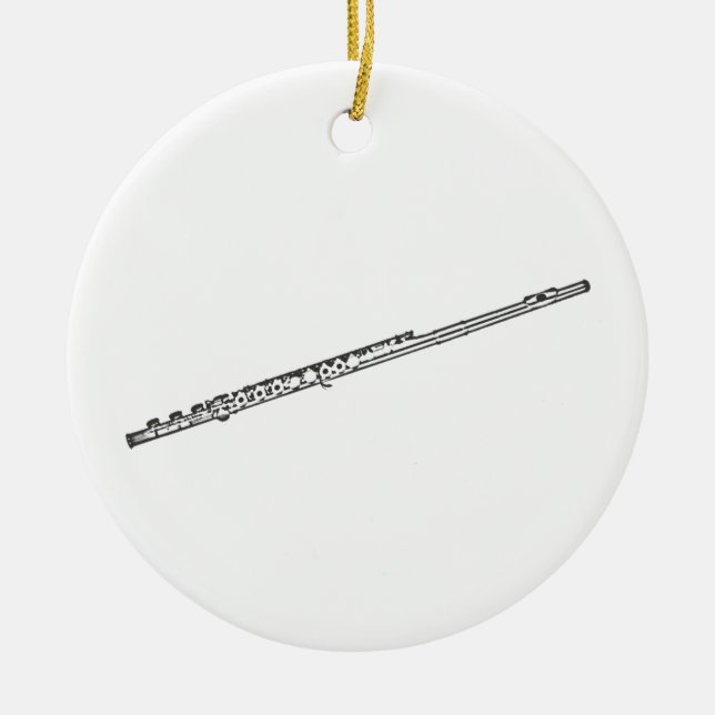 Flute "Drawing" Ceramic Tree Decoration (Front)