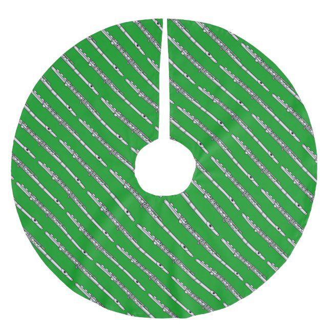 Flute Drawing Pattern Brushed Polyester Tree Skirt (Front)