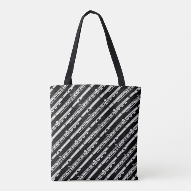 Flute Drawing Pattern Tote Bag (Back)