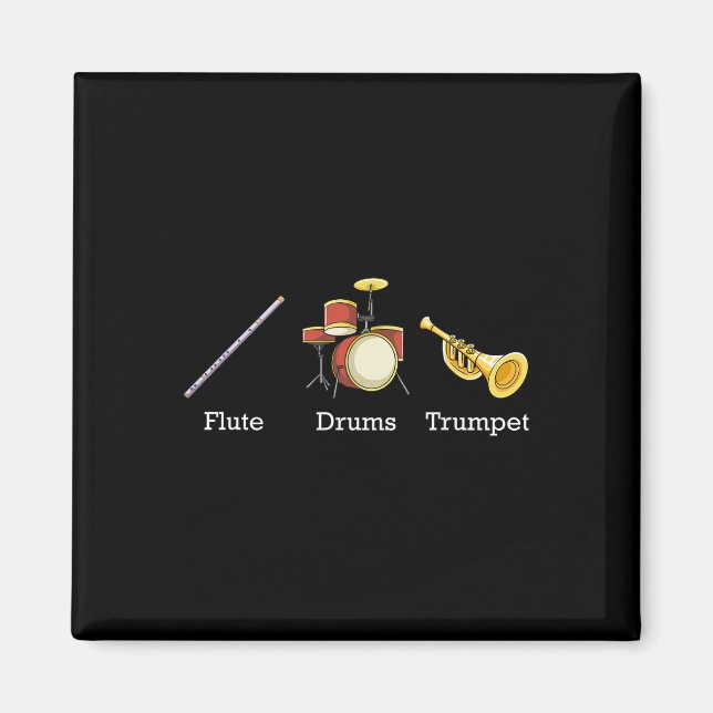 Flute Drums Trumpet Band Instruments Subtle Anti T Magnet (Front)