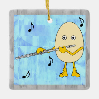 Flute Egghead Ceramic Ornament