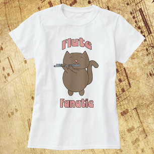 Flute Fanatic Brown Cat T-Shirt