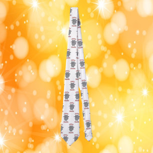 Flute Fanatic Grey Cat Pink Letters Tie