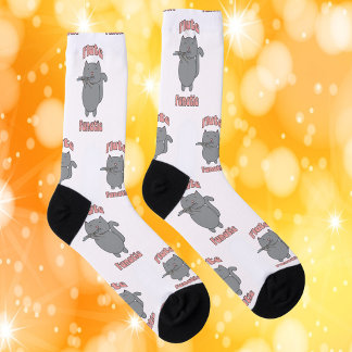 Flute Fanatic Grey Cat PInk Socks