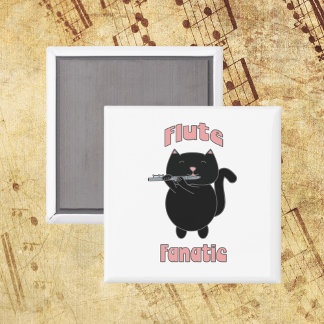 Flute Fanatic Instrument Black Cat Magnet