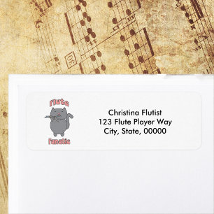 Flute Fanatic Music Cat Personalise Return Address