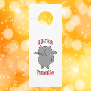 Flute Fanatic Pink Gray Cat Door Hanger