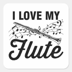 Flute Flute   Musical Instrument Band Gifts Square Sticker