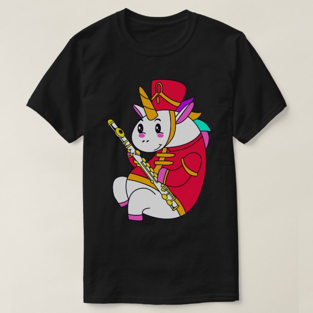 Flute For Teen Girls Unicorn Flute T-Shirt (Design Front)