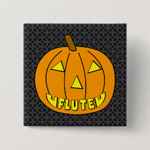 Flute Halloween Pumpkin 15 Cm Square Badge