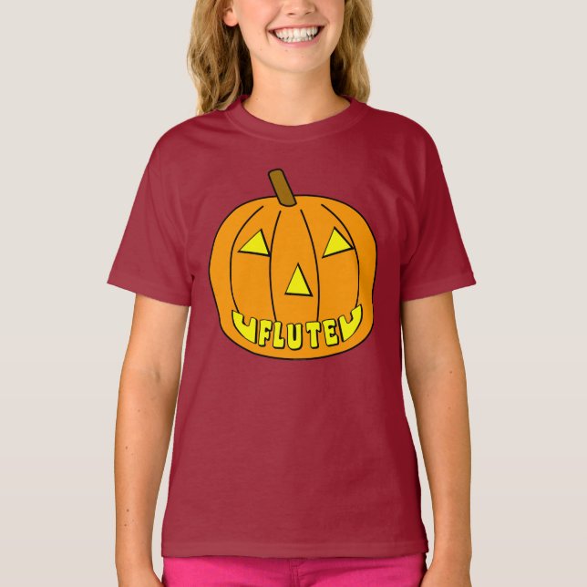 Flute Halloween Pumpkin T-Shirt (Front)