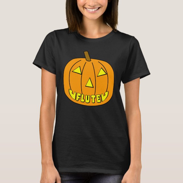 Flute Halloween Pumpkin T-Shirt (Front)