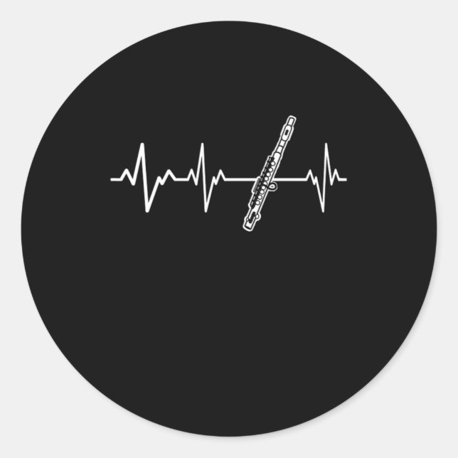 Flute Heartbeat Classic Flautist Gift Idea Round Sticker (Front)