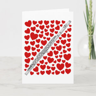 Flute Hearts Flautist Valentines Anniversary Card