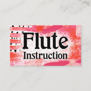 Flute Instruction Lessons Hot Pink Business Cards