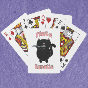 Flute Instrument Black Cat Playing Cards