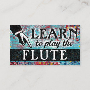 Flute Lessons Business Cards - Blue Red