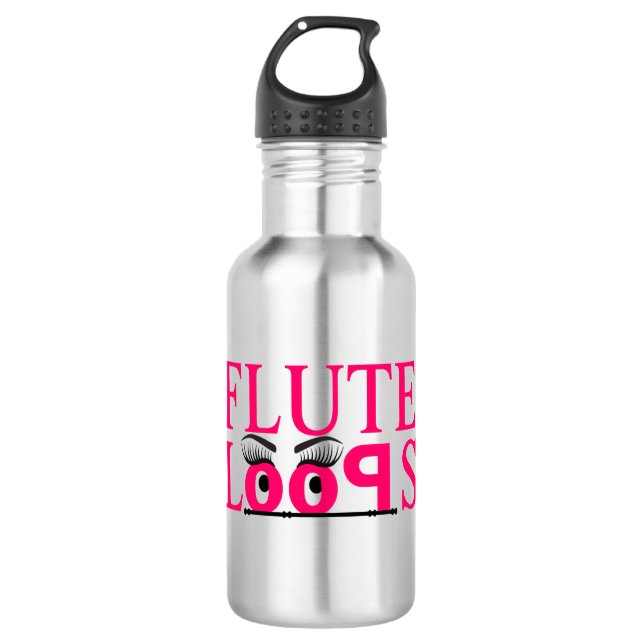 Flute Loops Water Bottle, Stainless Steel, 18 oz 532 Ml Water Bottle (Front)