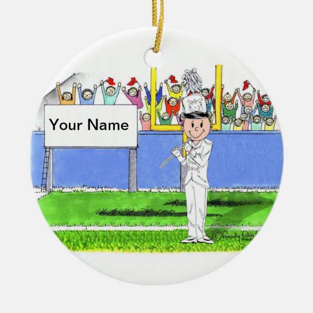 Flute - Male Ceramic Tree Decoration (Front)