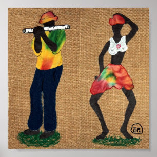 Flute Man and Dancer Poster