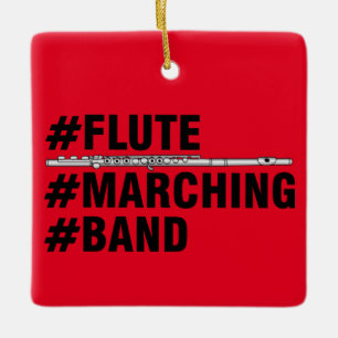 Flute Marching Band Hashtags Ceramic Ornament