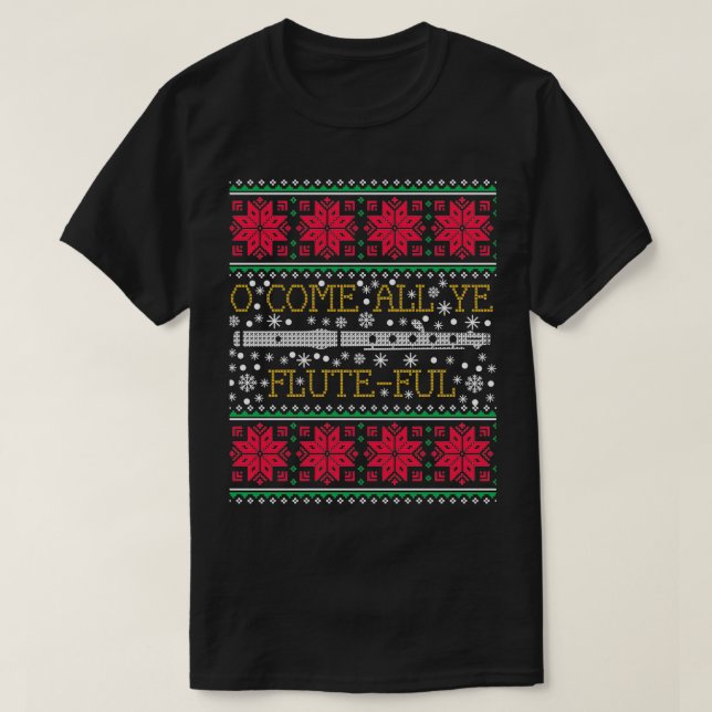Flute Marching Band Ugly Christmas Sweater Gift (Design Front)