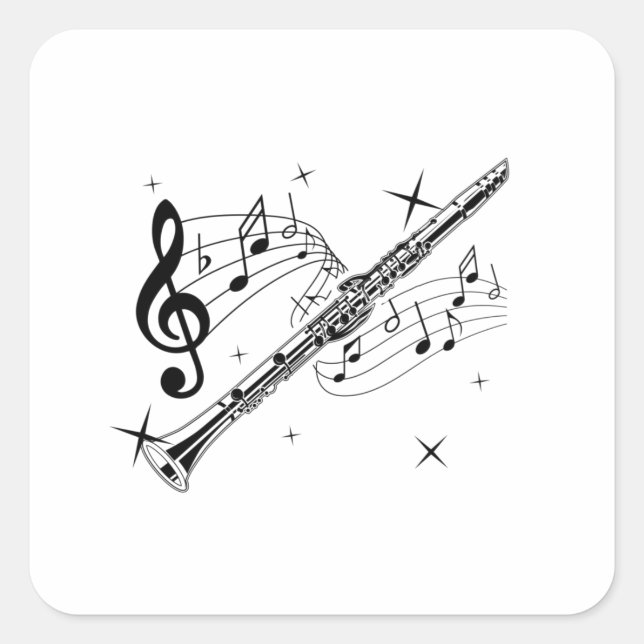 Flute Music | Flautist Musical Instrument Gift Square Sticker (Front)