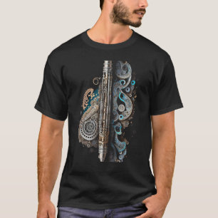 Flute music instrument Graphic steampunk T-Shirt