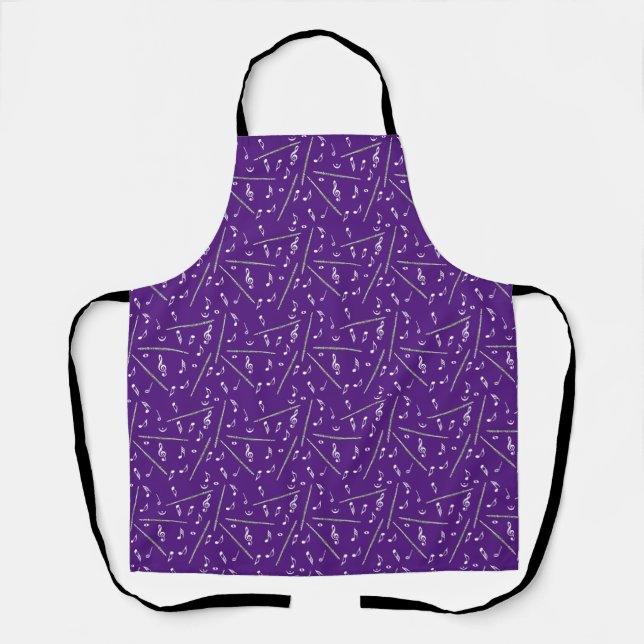 Flute Music Note Pattern Apron (Front)