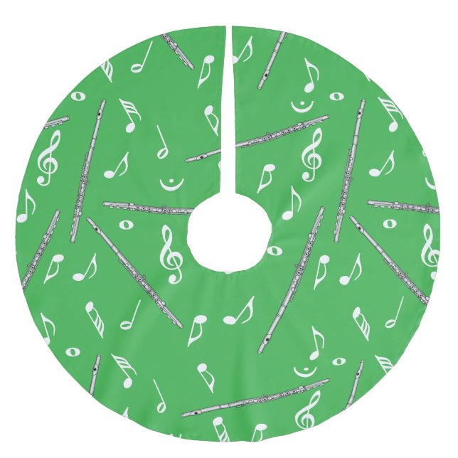 Flute Music Note Pattern Brushed Polyester Tree Skirt (Front)