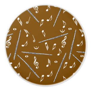 Flute Music Note Pattern Ceramic Knob