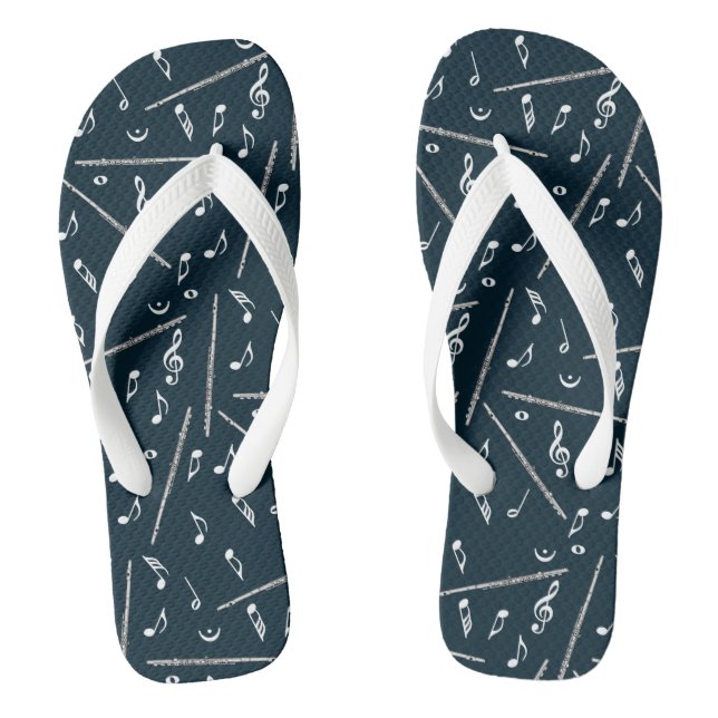 Flute Music Note Pattern Flip Flops (Footbed)