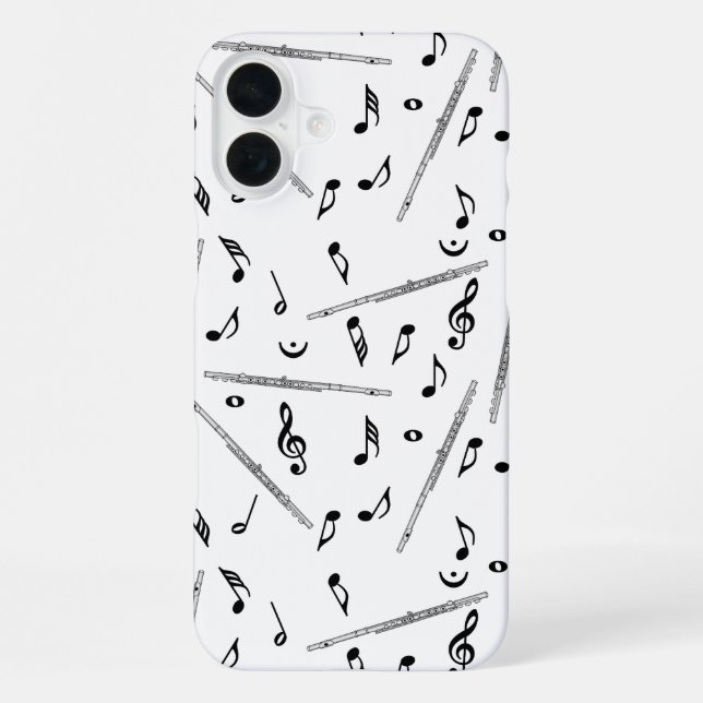 Flute Music Note Pattern iPhone Case (Back)