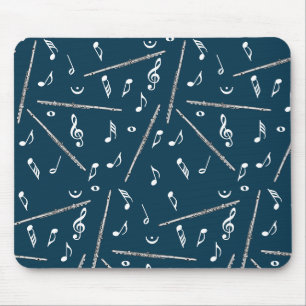 Flute Music Note Pattern Mouse Mat