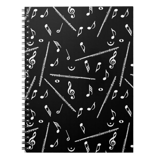 Flute Music Note Pattern Notebook (Front)