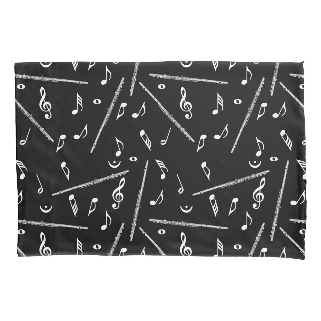 Flute Music Note Pattern Pillowcase (Front-Left)