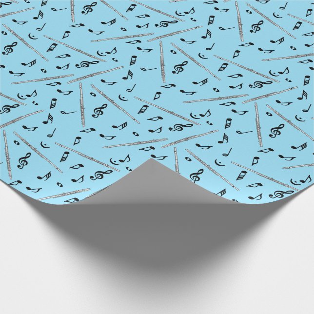 Flute Music Note Pattern Wrapping Paper (Corner)