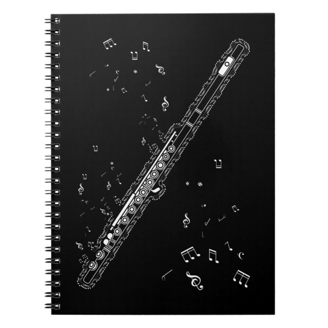 Flute Music Notes Instrument Musician Flautist Notebook (Front)